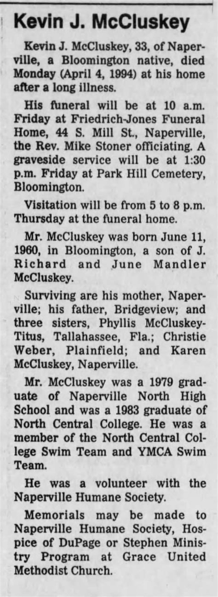 Kevin Mccluskey Obituary, Funeral Arrangements