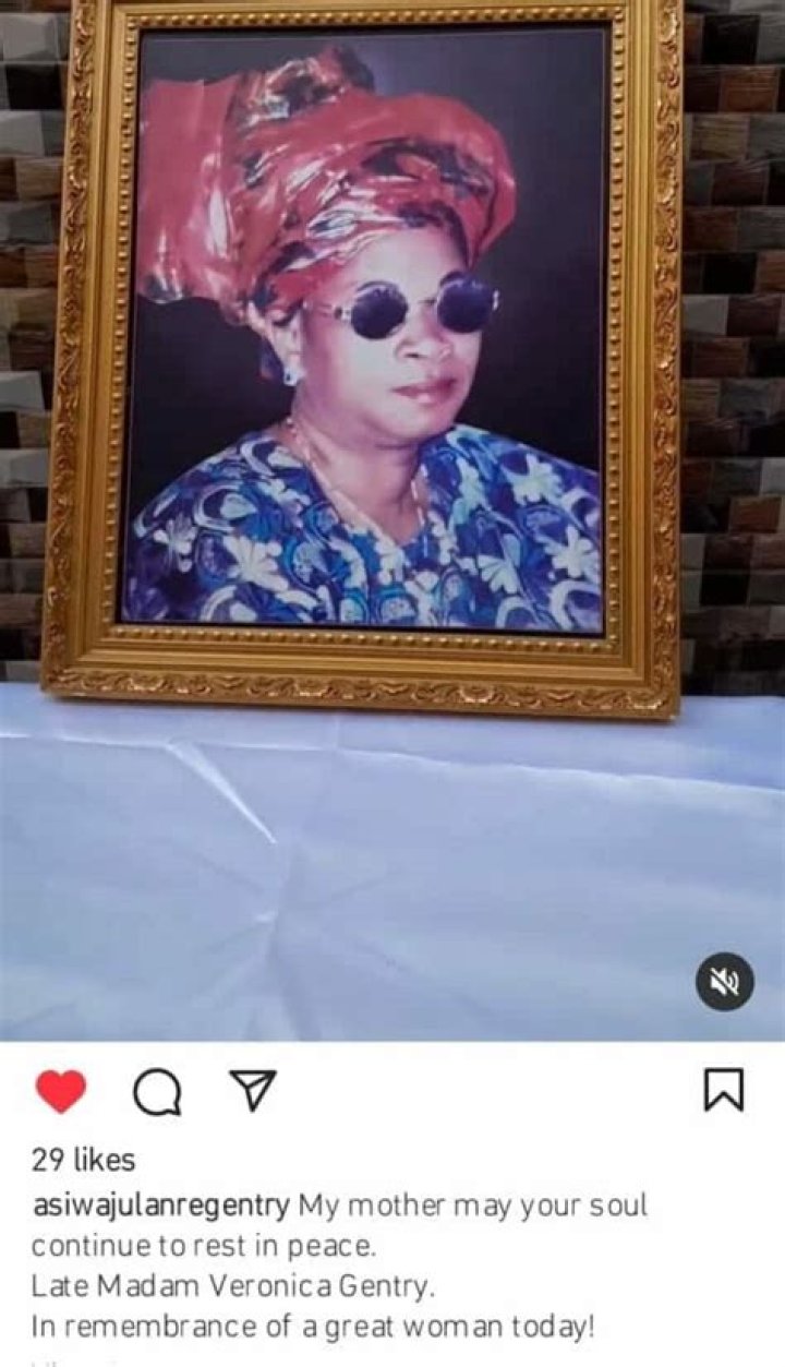 
Lanre Gentry Had Taken To His Instagram Page To Share A Video Frame Of His Late Mother 