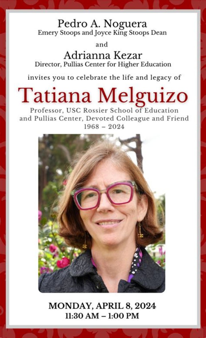 Tatiana Melguizo Death, USC Rossier School of Education Professor