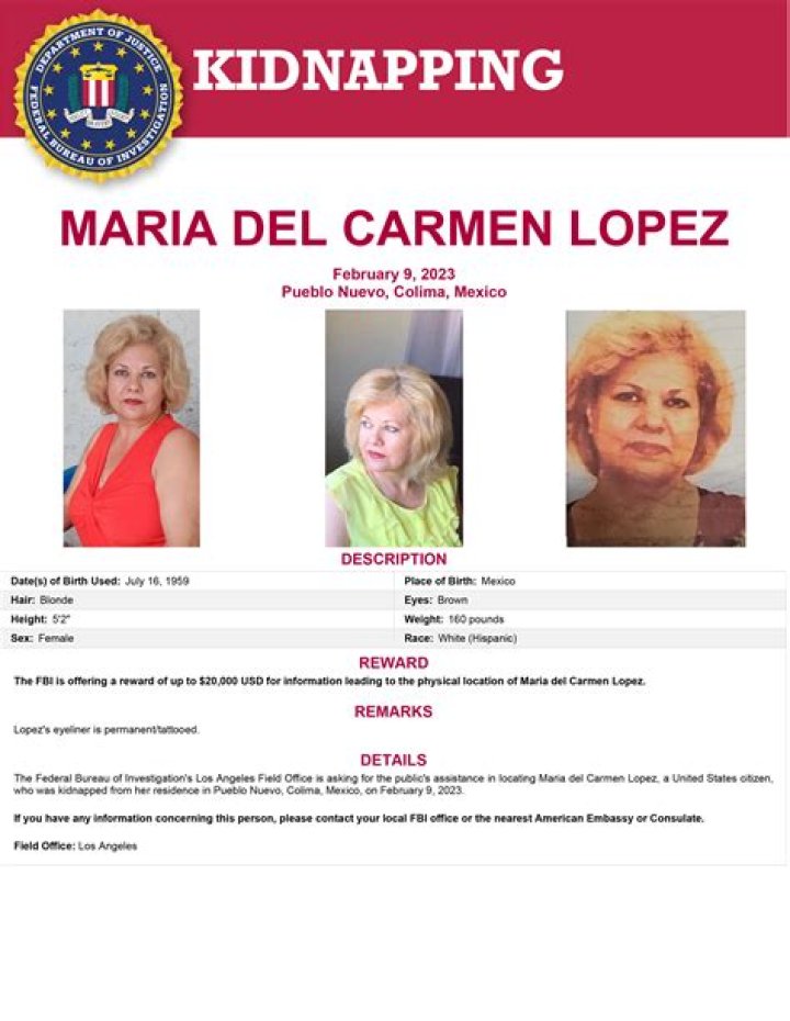 
What happened to Maria Del Carmen Lopez? FBI offers $20000 rewards as American mom goes missing in Mexico 